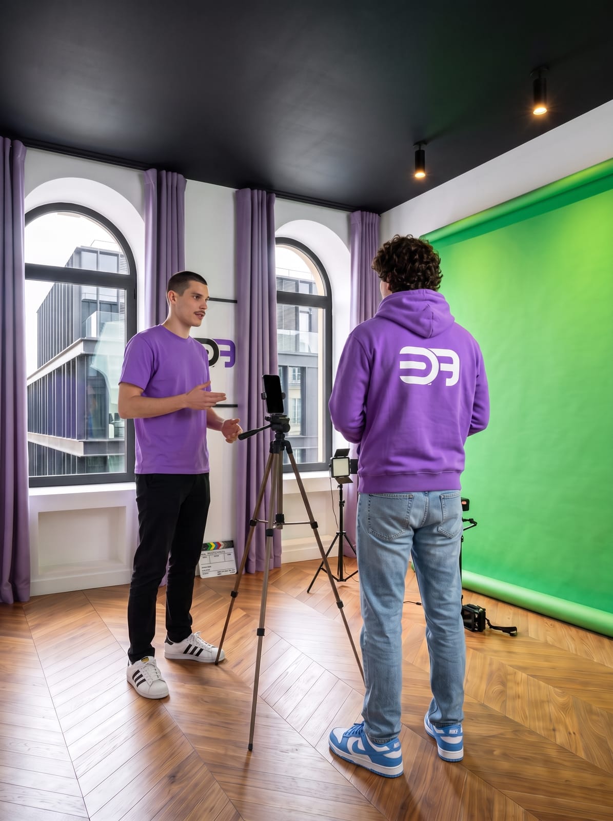 Preparing the set before a shoot